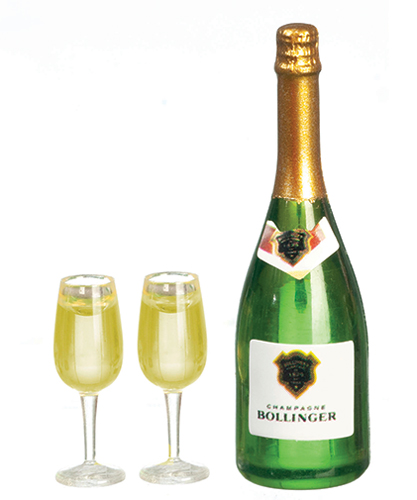 Champagne Bottle with 2 Glasses